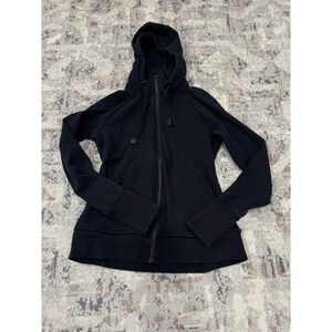 Athleta Triumph Hoodie Black Full Zip Fleece Sweatshirt 486251 Womens Size M